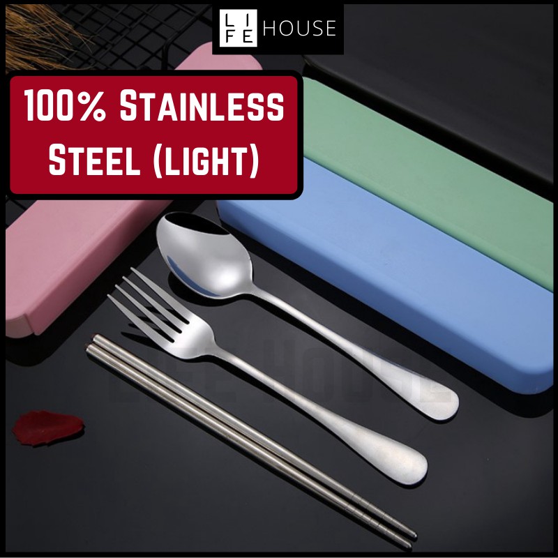 [3 Pcs] Travel Portable 304 Stainless Steel Tableware Utensil Set ...