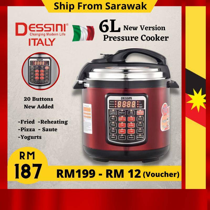 DESSINI ITALY 20 Button 6L Electric Digital Pressure Cooker Non-stick Stainless Steel Inner Pot Steamer Periuk Tekanan