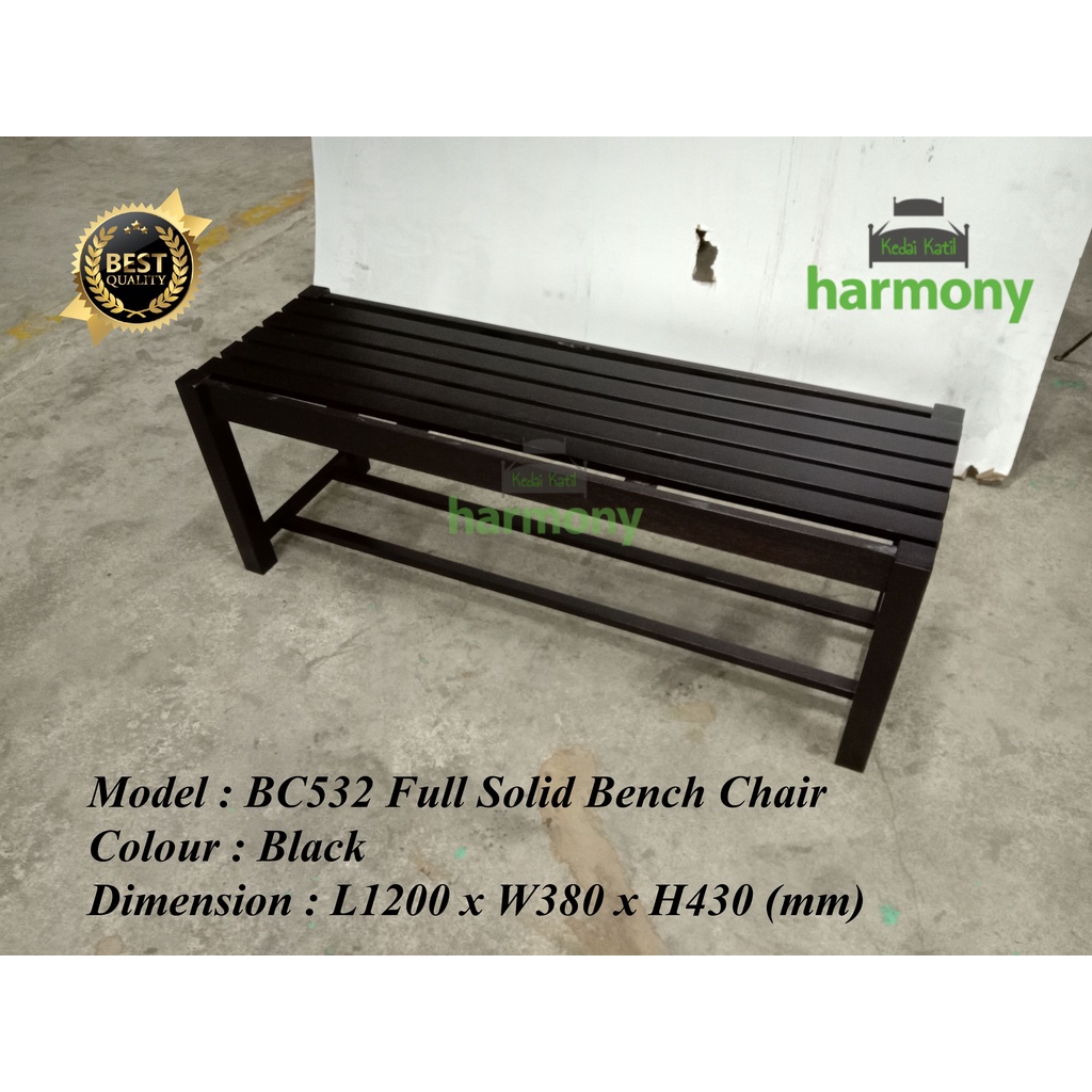 Harmony Full Solid Wooden Bench Chair / Kerusi Kayu Getah / Outdoor
