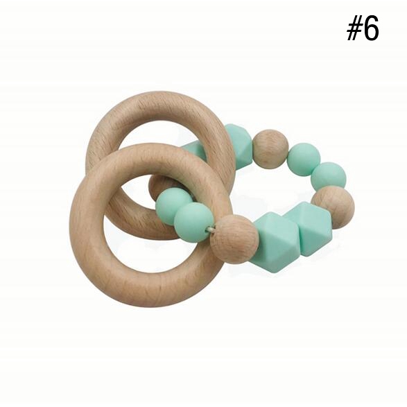 Feeding Handmade Wooden Baby Teether Bracelet Round Beads Teething Ring Infant Toy Gift Baby Gefradis Fr