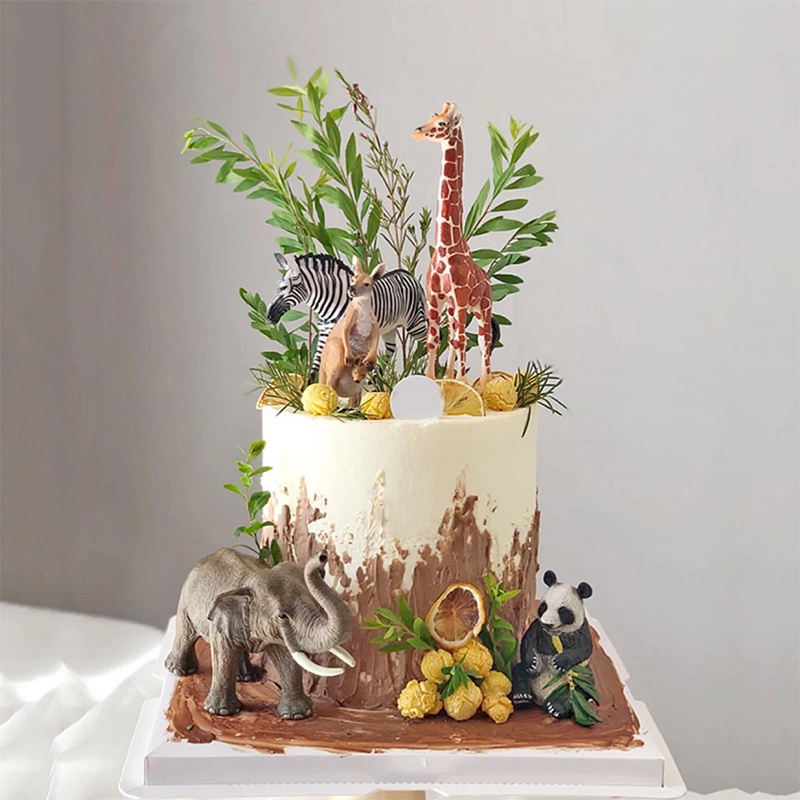 【READY STOCK】 - Animal Figurines Cake Topper Decoration Elephant Cake Topper Giraffe Figurines Tiger animal toy