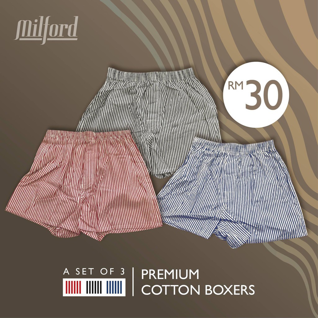 READY STOCKS] Milford Premium Cotton Men Boxer set