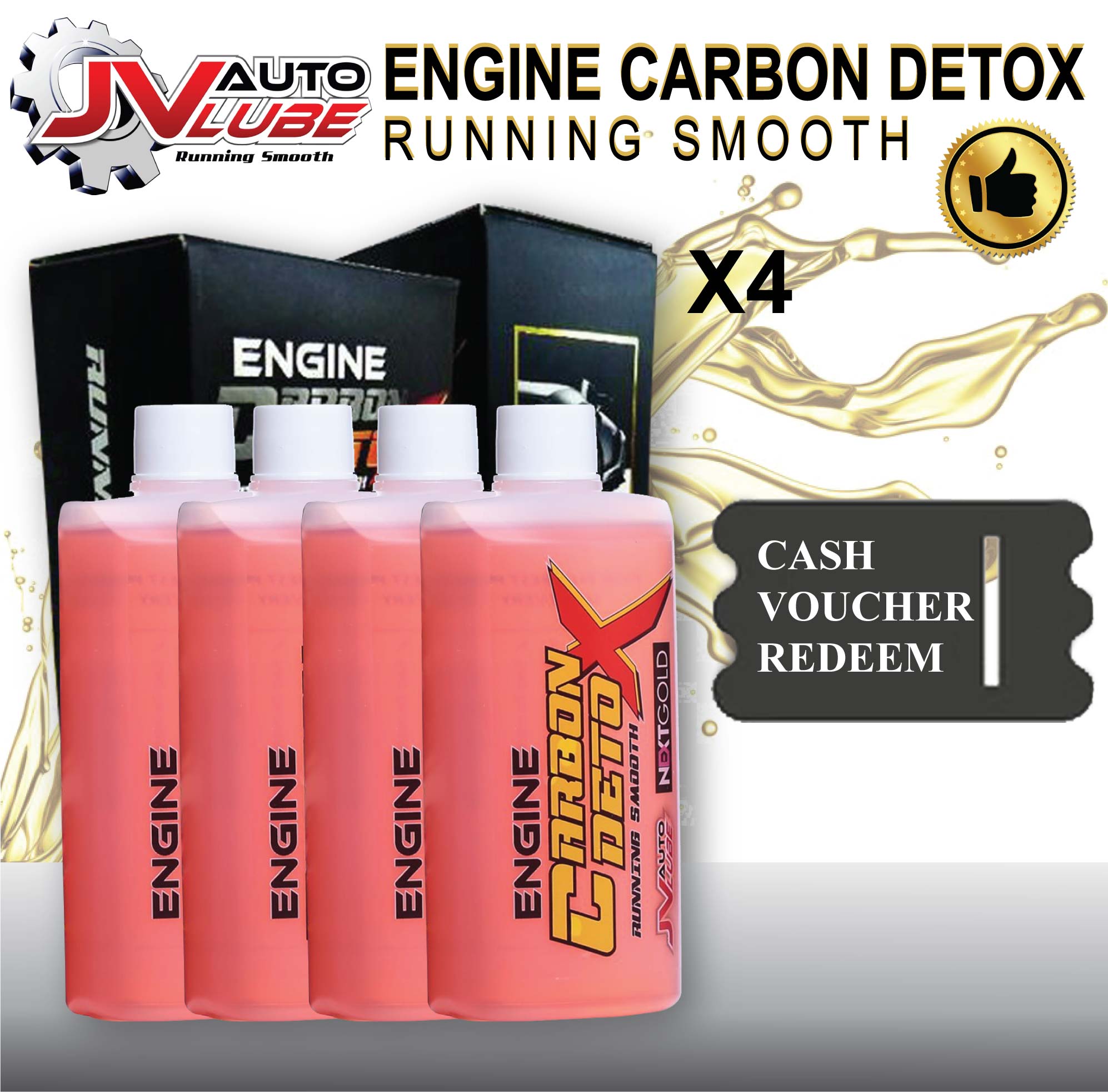 ( Cash Voucher Redeem ) 4 Bottle JV Auto Lube - Engine Carbon Detox Running Smooth Original