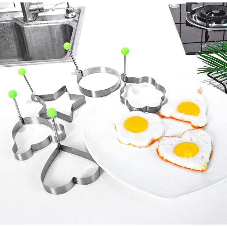 Stainless Steel Fried Egg Pancake Shaper Omelette Mold Mould Frying Cooking Shaper Shape Love Heart Star Flower Bake