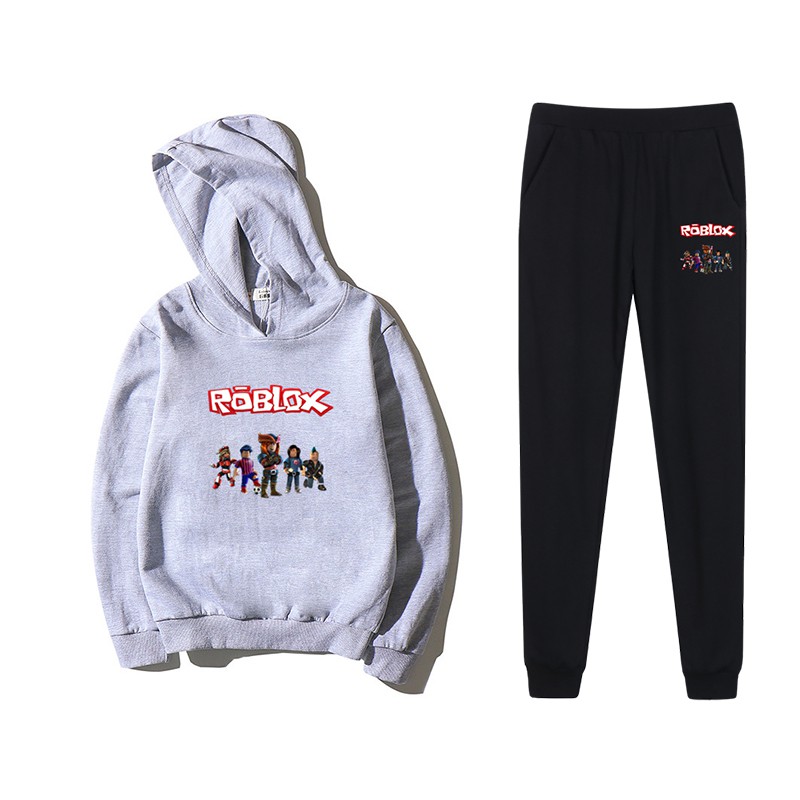 2020 Roblox Kids Cotton Hoodie Pants Boy Fashion Sets Long Sleeve Suits Boys Costuems N1 Shopee Malaysia - roblox grey suit