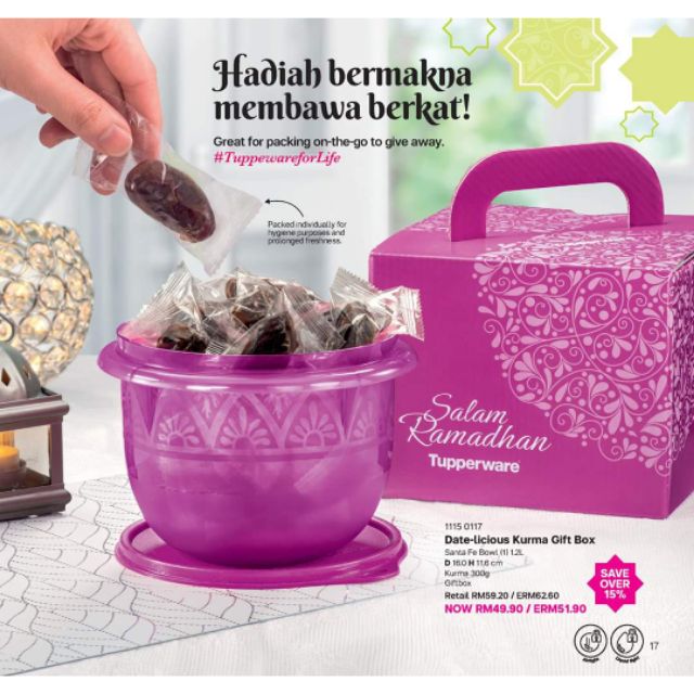 【**FREE MIDGET T&C apply】READY STOCK Expiry 28 Feb 2021】 Tupperware Kurma Gift Set Santa Fe Bowl Purple 1.2L