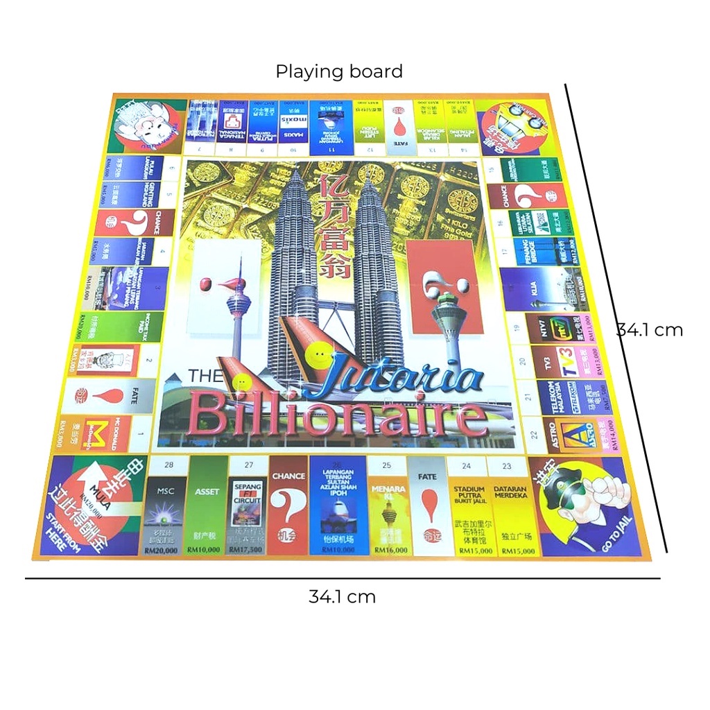 Original Big Board 2 In 1 The Billionare Jutaria Game / Dam Draughts |  Shopee Malaysia