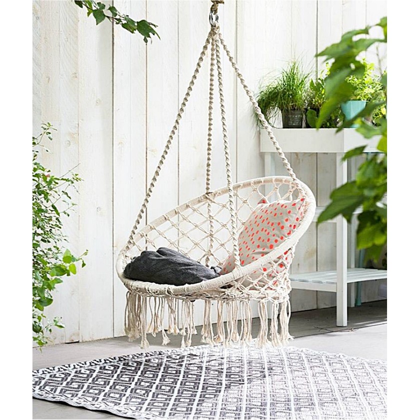 Nordic Style Hanging Rope Chair Egg Chair Swing Hammock Macrame Bohemian Boho Outdoor Indoor