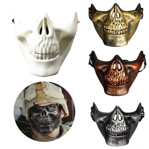 Guard Military Skeleton Warrior Masquerade Mask Half Face Skull Protective Gear Mask Halloween Party