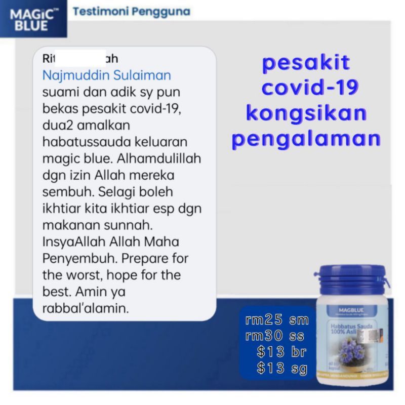 Magic Blue Habbatus Sauda Viral 100 Asli Gred A Viral Ready Stock Freepostage Freegift Shopee Malaysia