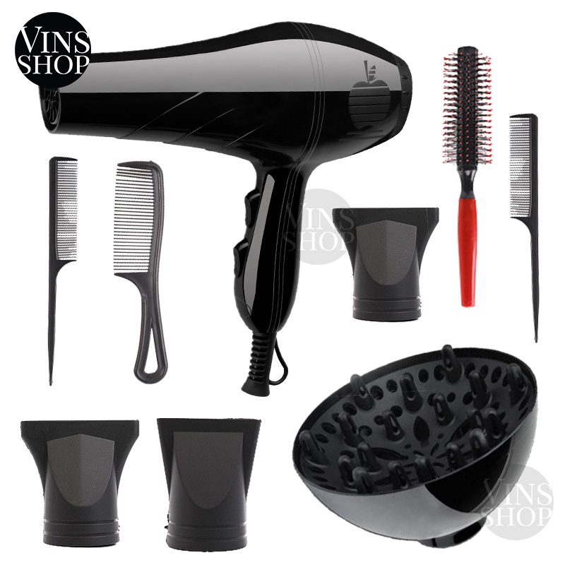 VINS 9 in 1 Turbo Power Hair Dryer and Salon Curl Diffuser Nozzle Comb Set  | Shopee Malaysia