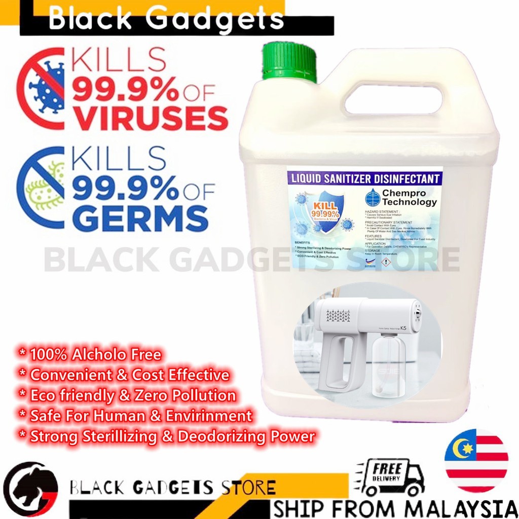Buy Bgs Chempro Technology Sanitizer 5l Liquid Sanitizer Disinfectant Water Based Non Alcohol Sanitizer Seetracker Malaysia