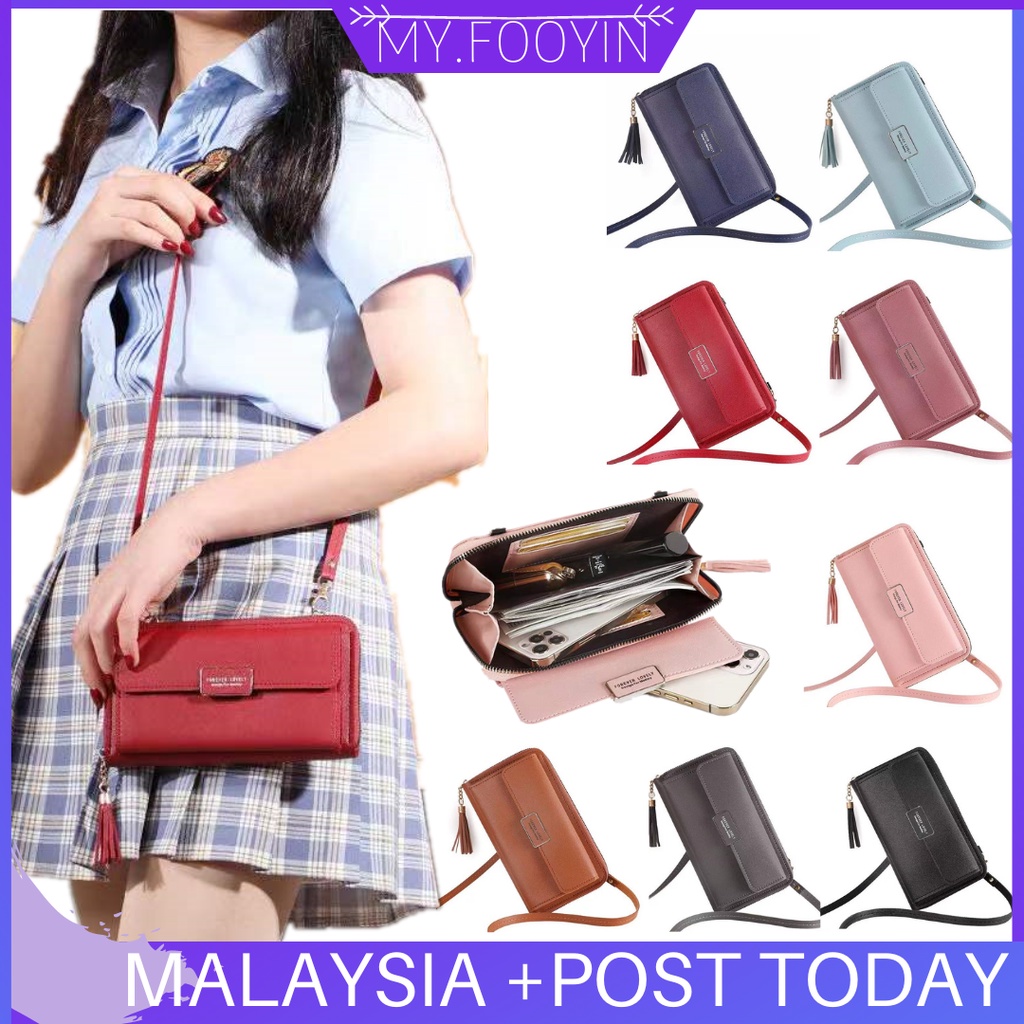 P36 READY STOCK MYFOOYIN Korean Luxury Long Purse Lady Women's Multi-slot Zip Purse Wallet sling bag