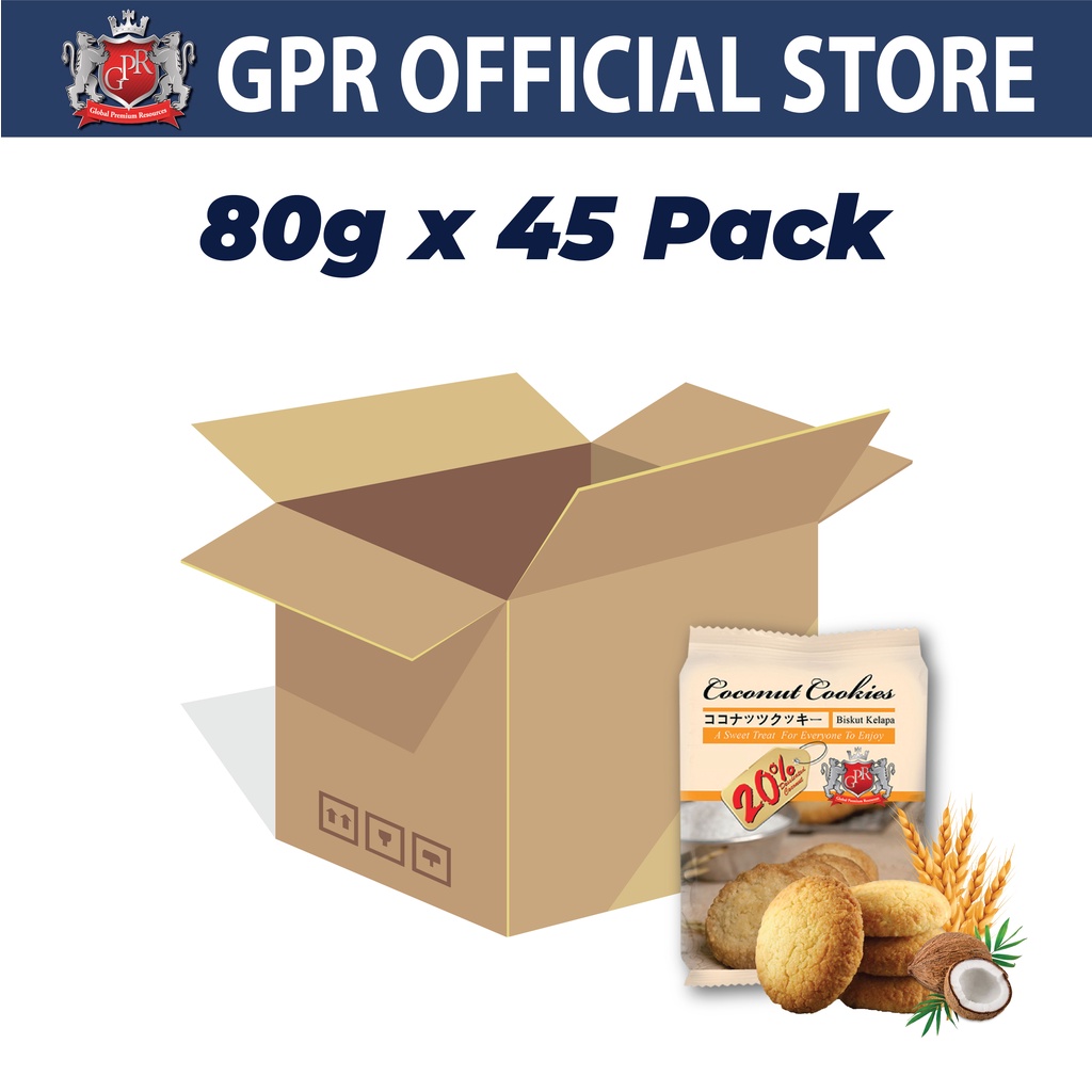 【Carton Deal】GPR Royal British Coconut Cookies 80g x 45 packs Biscuit Biskut Kelapa Foil 007Ctn