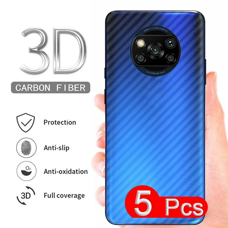5Pcs Carbon Fiber Pattern Matte Back Film Xiaomi Mi 14 POCO F6 X6 M6 X4 M5 M5s M4 GT F5 F4 Pro C40 M4 X4 Pro X3 GT Nfc 12T 11T Ultra F3 M3 F2 F1 Note 10 13 12 11 Lite 5G Ne 10t 9 Se 9t Pro Rear Sticker Soft Film