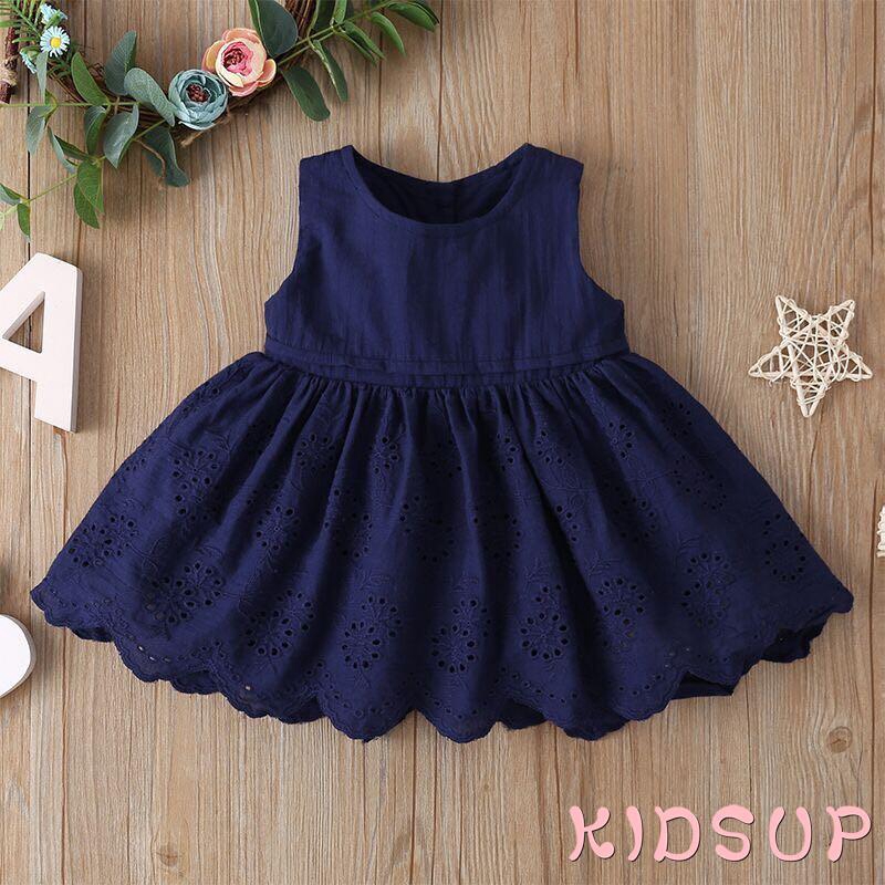 KIDSUP-Little Girl Summer Sleeveless Cotton Mesh Multi-Layer Holey Dress
