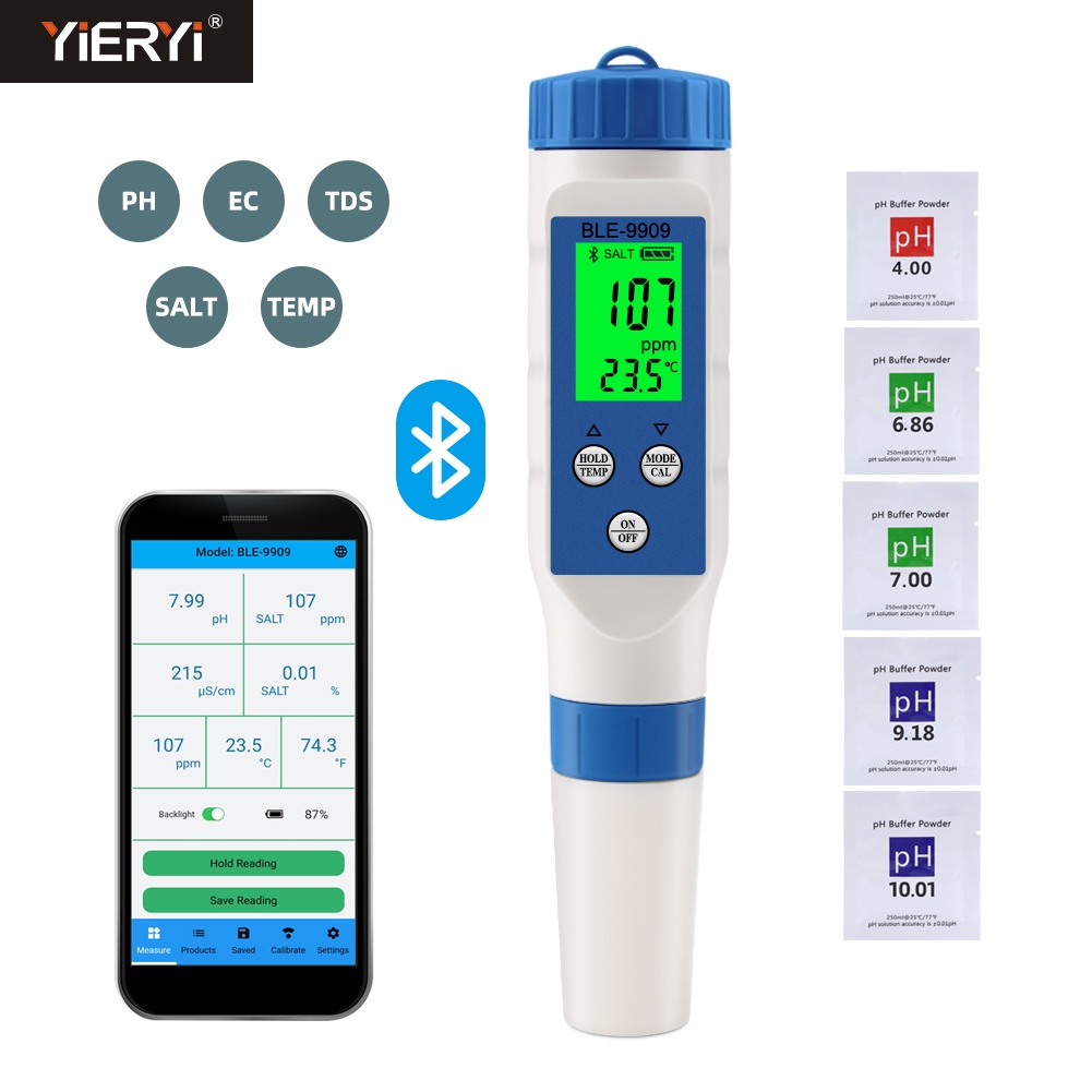 High Precision Smart Bluetooth Five In One Ph Tds Ec Salinity