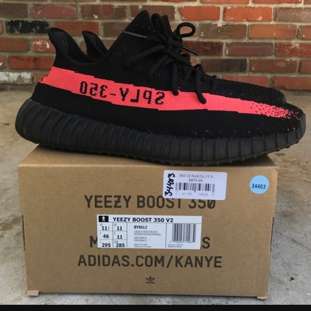 yeezy red stripe box