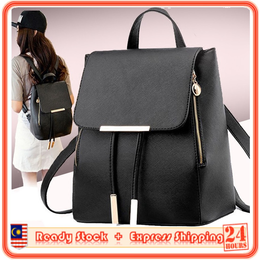 MILANDO Women Ladies PU Leather Backpack Casual Quilt Rucksack Bag Handbeg Wanita 女包 (Type 2)