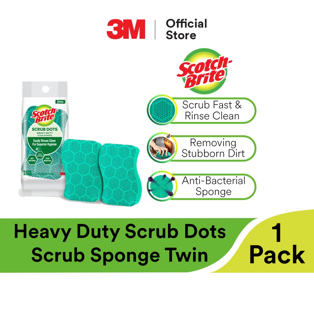 3M Scotch Brite Heavy Duty Scrub Dots Antibacterial Scrub Sponge