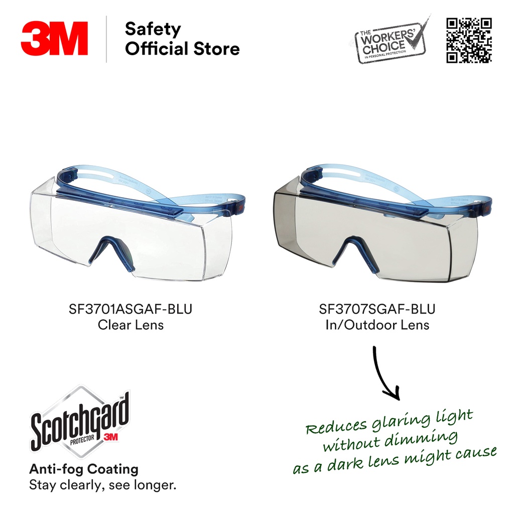 3m Securefit Premium Overspectacles Sf3701asgaf Blu And Sf3707sgaf Blu Safety Eyewear Scotchgard