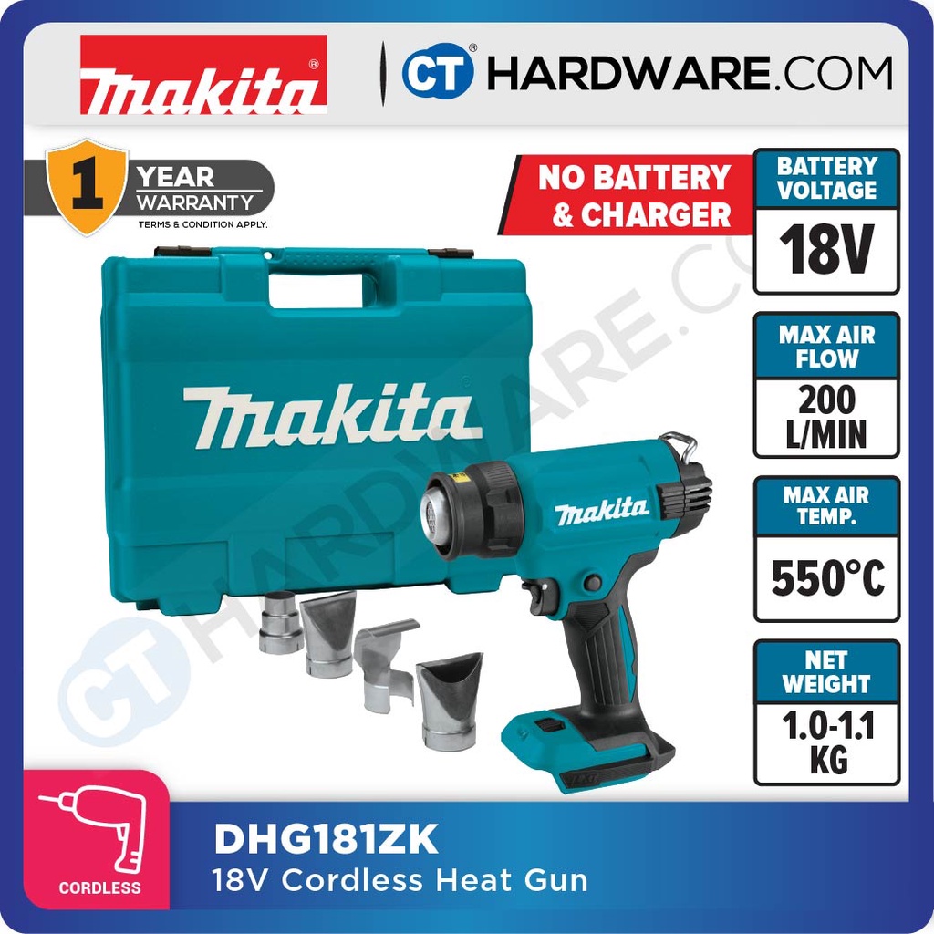 MAKITA DHG181ZK CORDLESS HEAT GUN COME WITH CARYING CASE WITHOUT