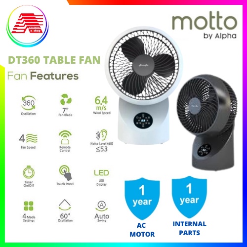 [NEW] Fan MOTTO DT360 Desk Fan Oscillation 360 Air Circulator Table Fan With Remote Control | Kipas angin Meja Remote