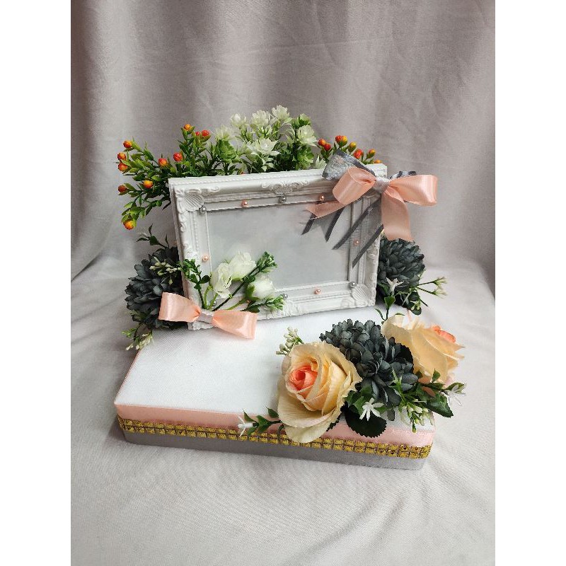 Buy Gubahan Frame Mas Kahwin W O Bekas Rantai Tangan Grey Peach Seetracker Malaysia