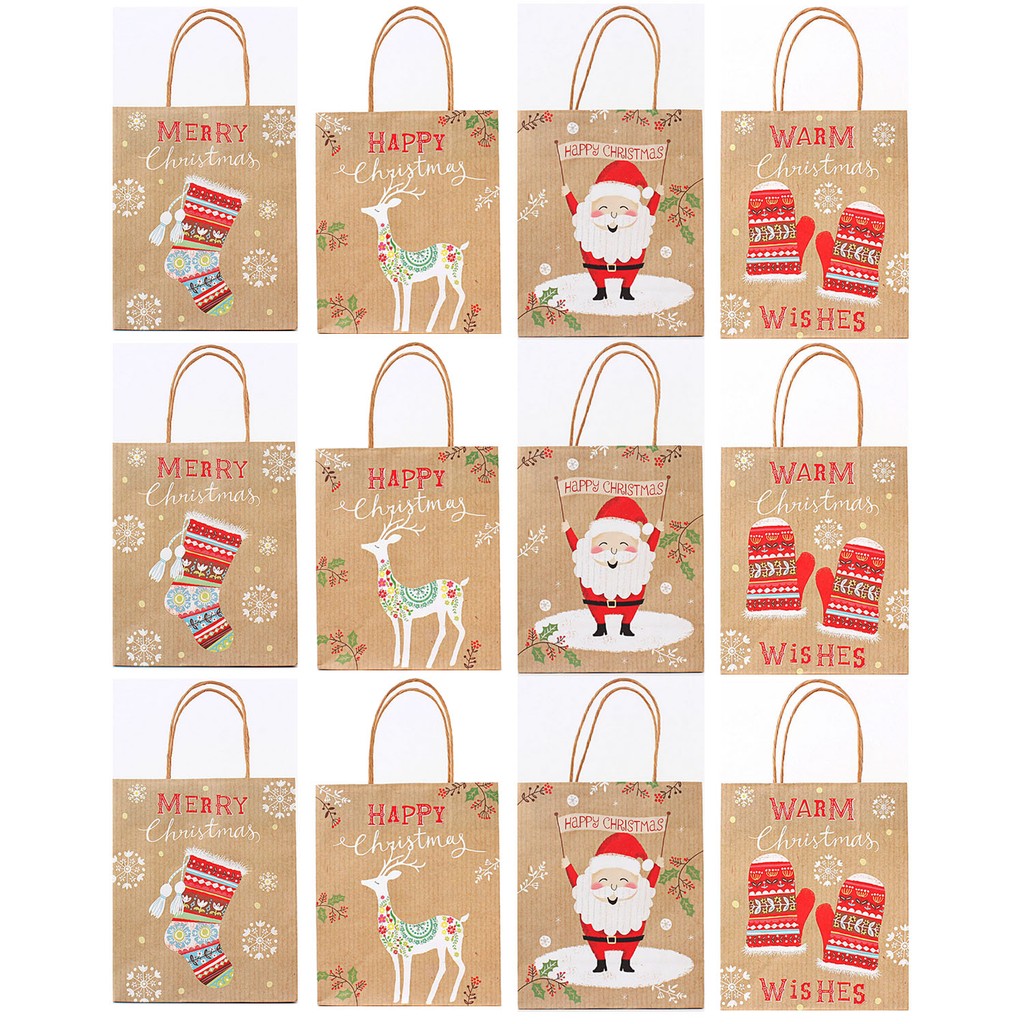 Download 12 X Christmas Series Kraft Paper Gift Bags Craft Favor Bags Random Style Shopee Malaysia 3D SVG Files Ideas | SVG, Paper Crafts, SVG File