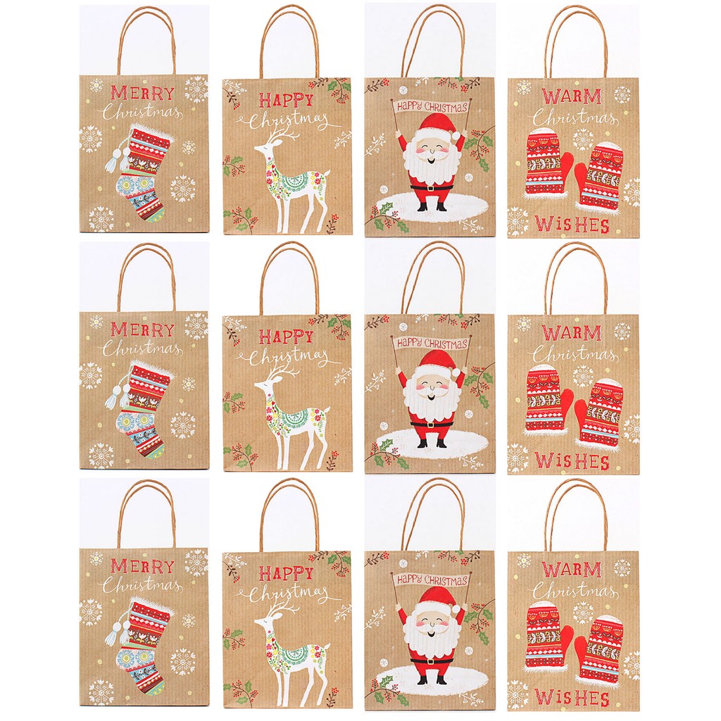 Download 12 X Christmas Series Kraft Paper Gift Bags Craft Favor Bags Random Style Shopee Malaysia 3D SVG Files Ideas | SVG, Paper Crafts, SVG File