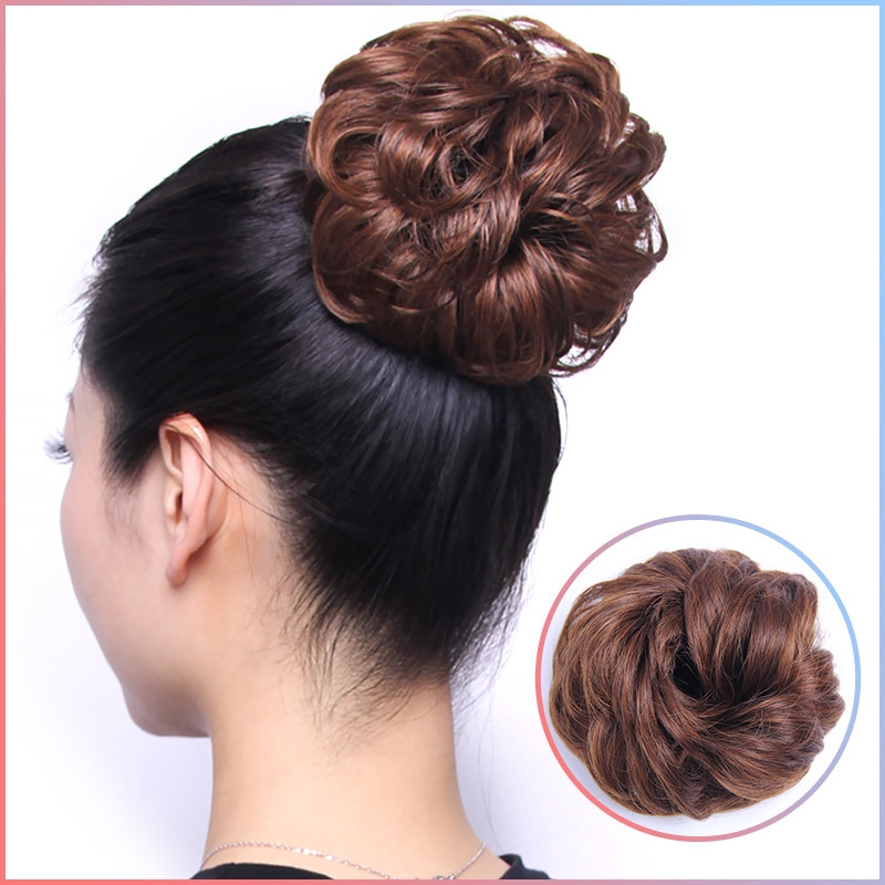 Hot Women S Fashion Real Bun Wigs Hair Ornaments Puffy Curly Big