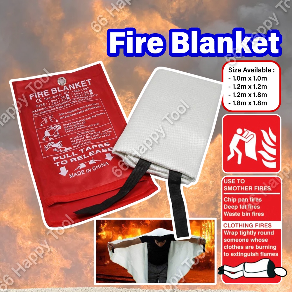 Fire Blanket Fiberglass Flame Retardant Emergency Survival White Shelter Safety Cover Fireproof Prevention Selimut Api