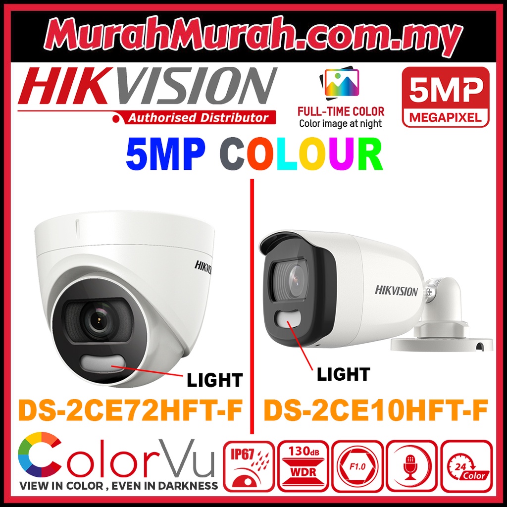 HIK HIKVISION ColorVu 5MP Indoor Dome / Outdoor Bullet Super HD CCTV