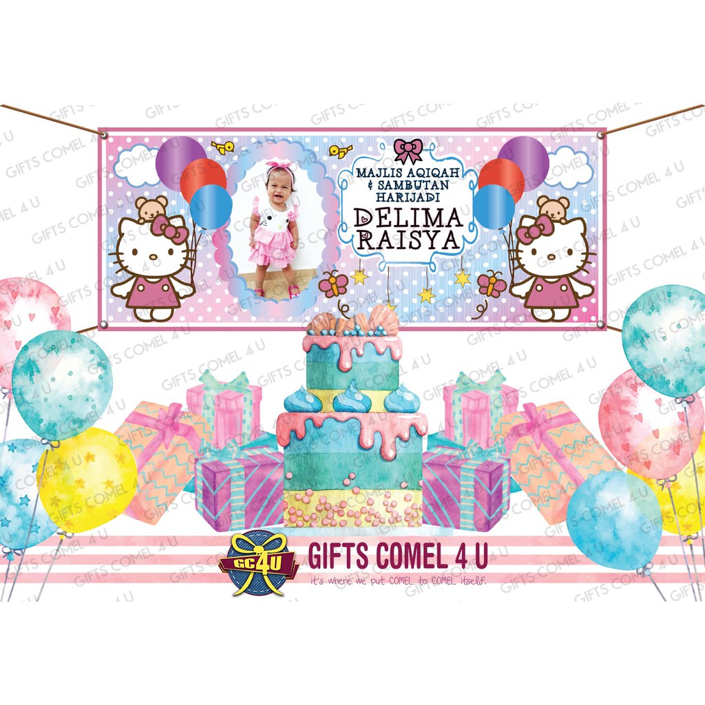 Hello Kitty Balloon Theme Backdrop Banner Decoration Wall With Regard To Hello Kitty Banner Template