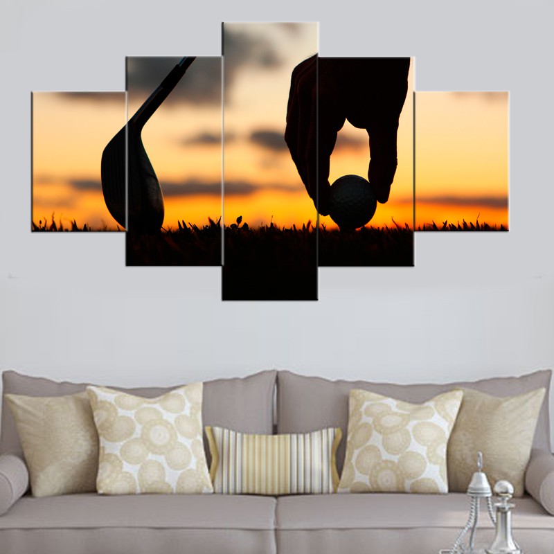 Wall Pictures 5 Piece Golf Canvas Wall Art Painting Print Home Decor Shopee Malaysia