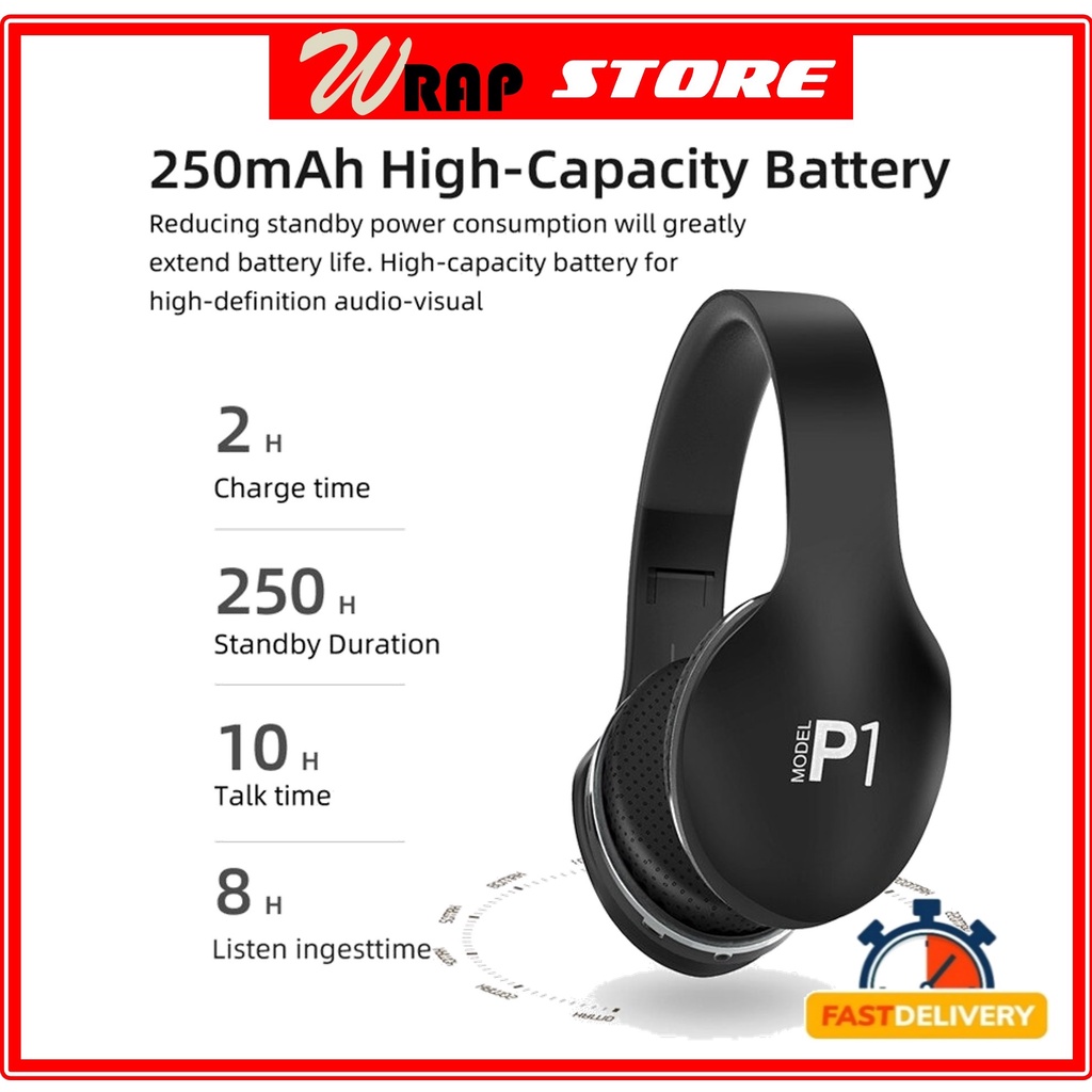 P1 Wireless Bluetooth Headset Subwoofer Headphone Stereo Wireless High