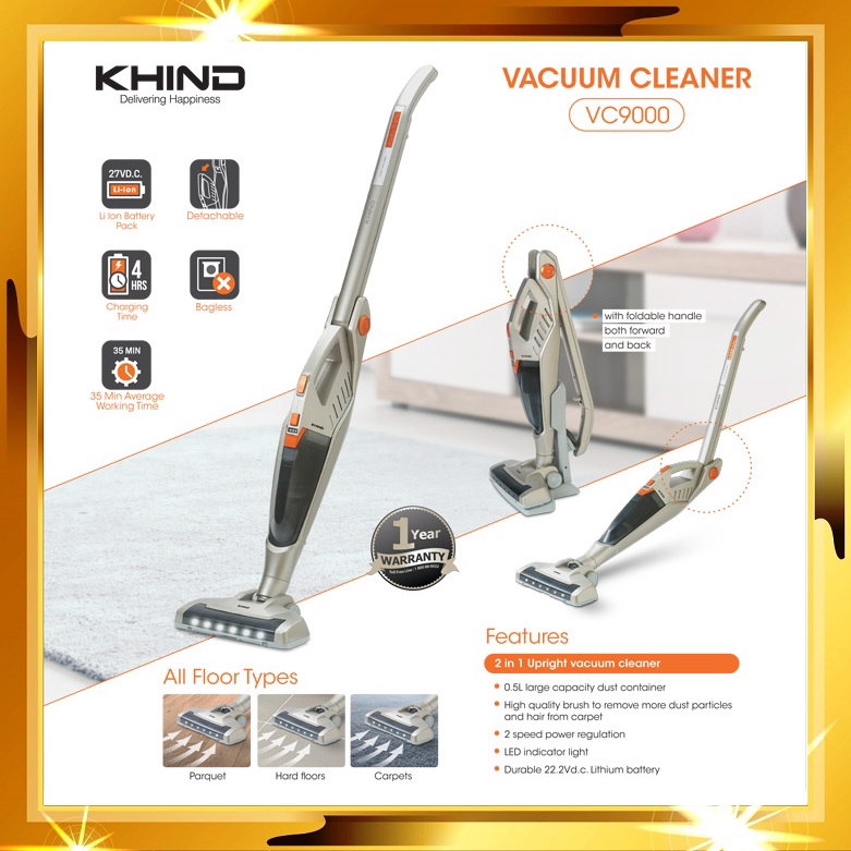 KHIND VC9000 CORDLESS VACUUM CLEANER / Pembersih Vacum Shopee Malaysia