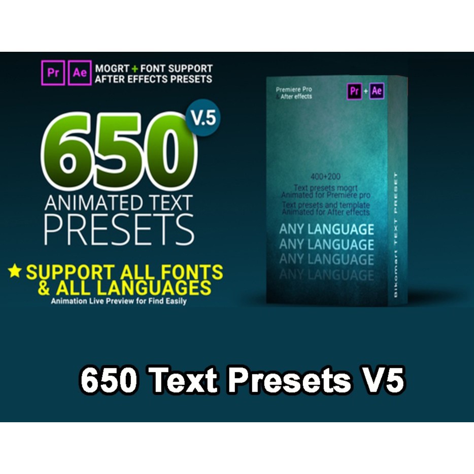 VideoHive - 650 Animated Text Presets V5 [For Premiere Pro & After Effects]  | Shopee Malaysia