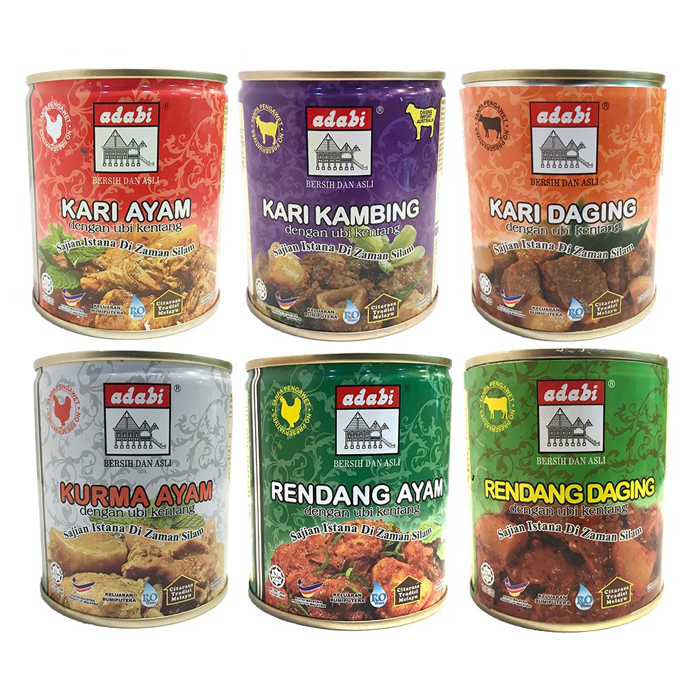 ADABI MAKANAN DALAM TIN 280G CANNED FOOD [(KARI AYAM / KAMBING / DAGING