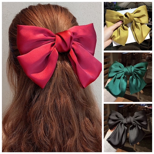 Ribbon Hair Clip, Soft Chiffon Hair Clips,Big Large Bow Hairpin,Trendy Fashion Satin Hair Accessories Hairpins网红 蝴蝶结发夹