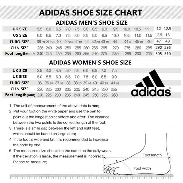 adidas adilette size chart