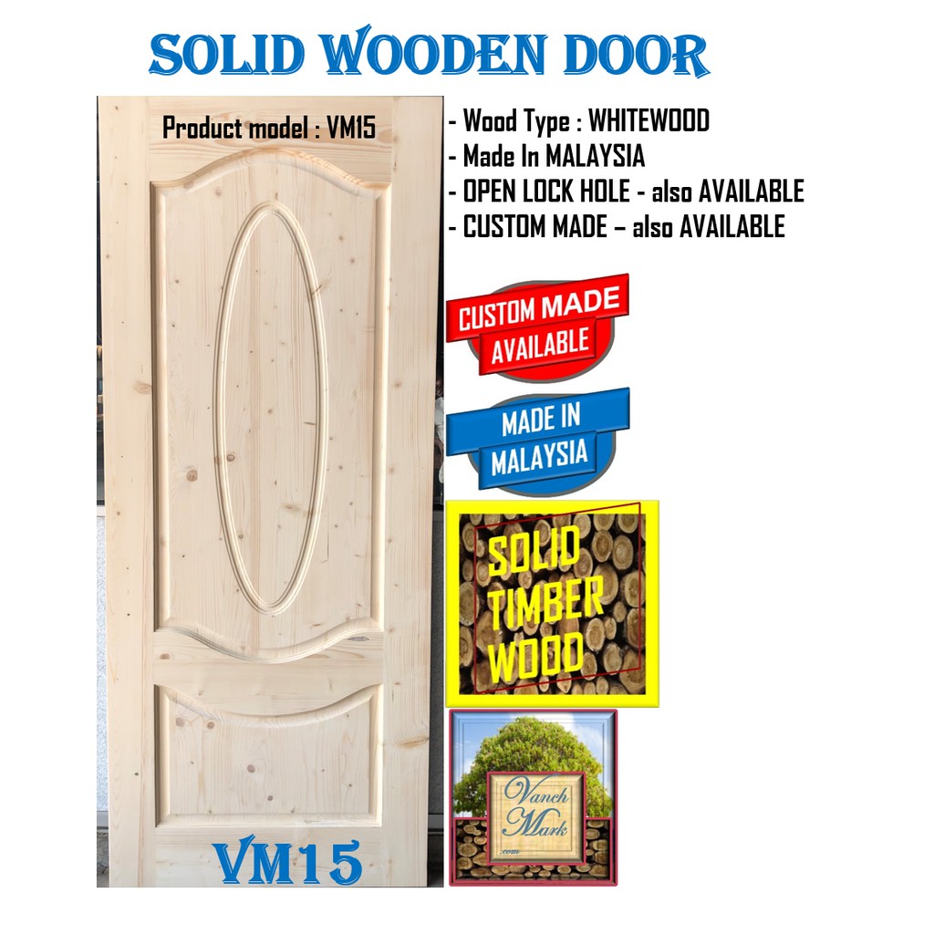  solid  wooden door whitewood vm15 pintu  kayu  Shopee Malaysia 