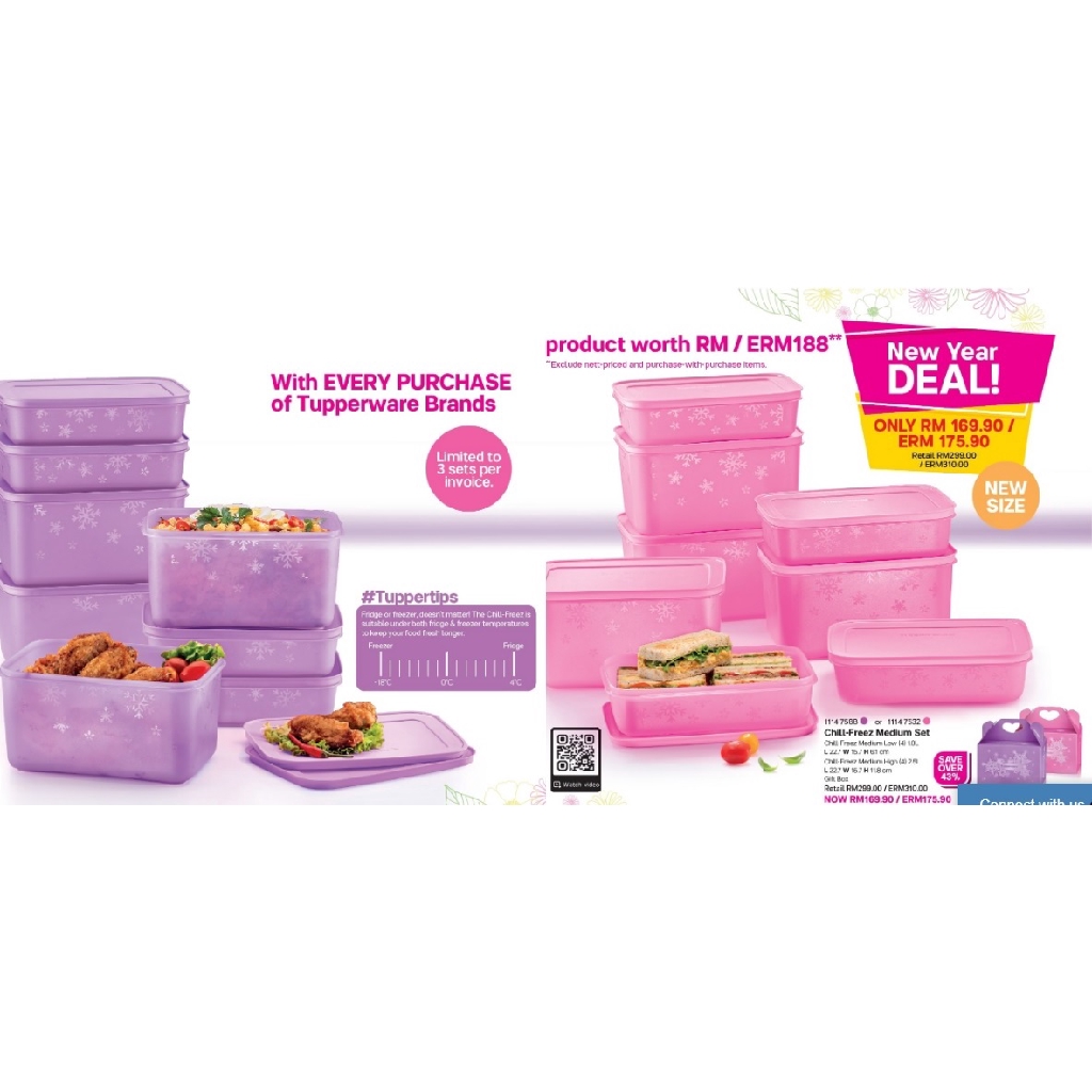 Tupperwar Pcs Box Tupperware Chill Freez Medium Set Shopee Malaysia