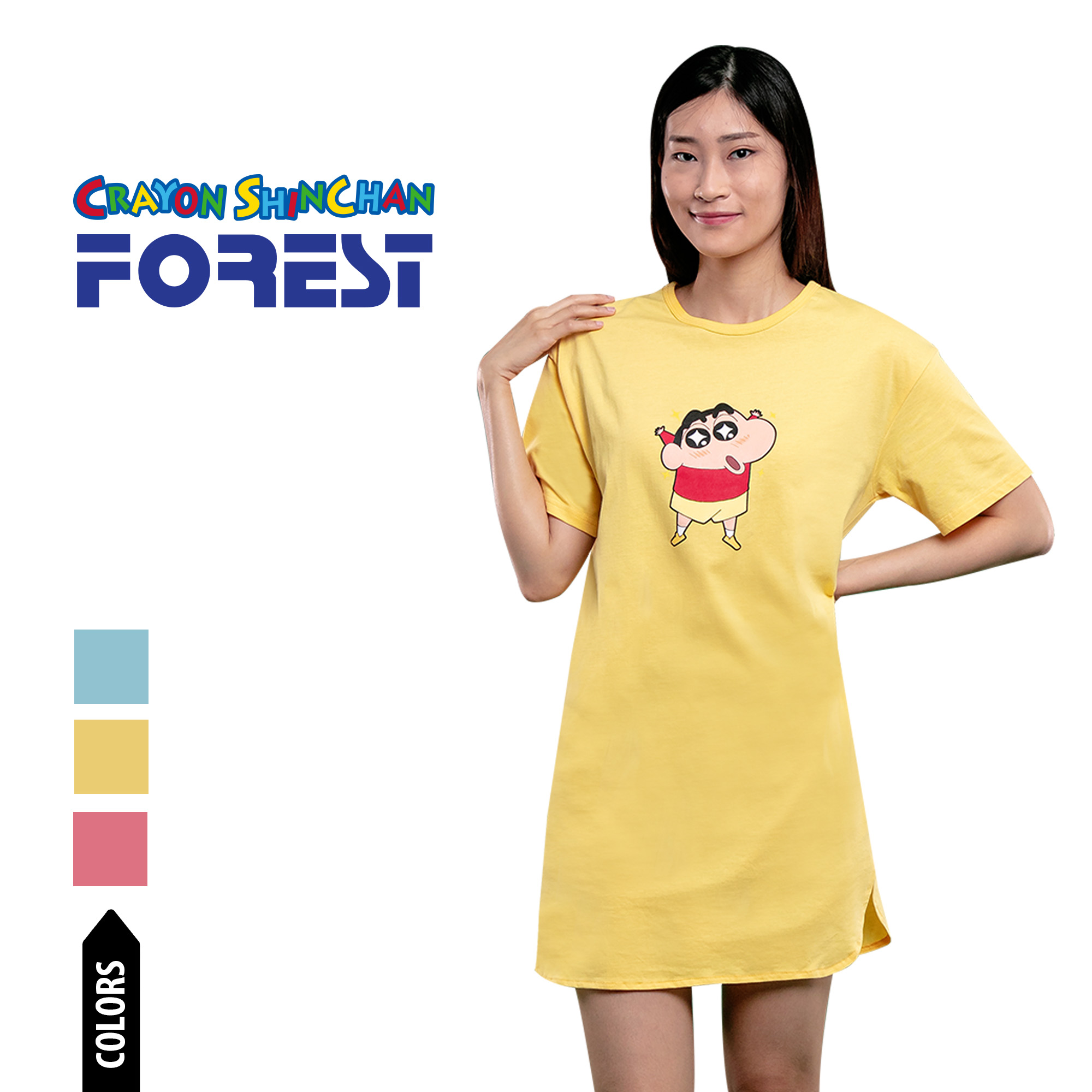 (1 Pc) Forest X Shinchan Ladies Sleep Dress 100 Cotton