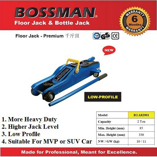 Bossman Heavy Duty 2 Ton Low Profile Hydraulic Floor Jack 11 Kg