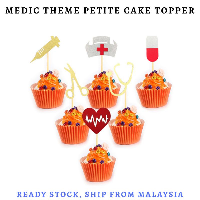 Bymamamegats 6pcs Medic Theme Doctor Pharmasist Cake Topper 