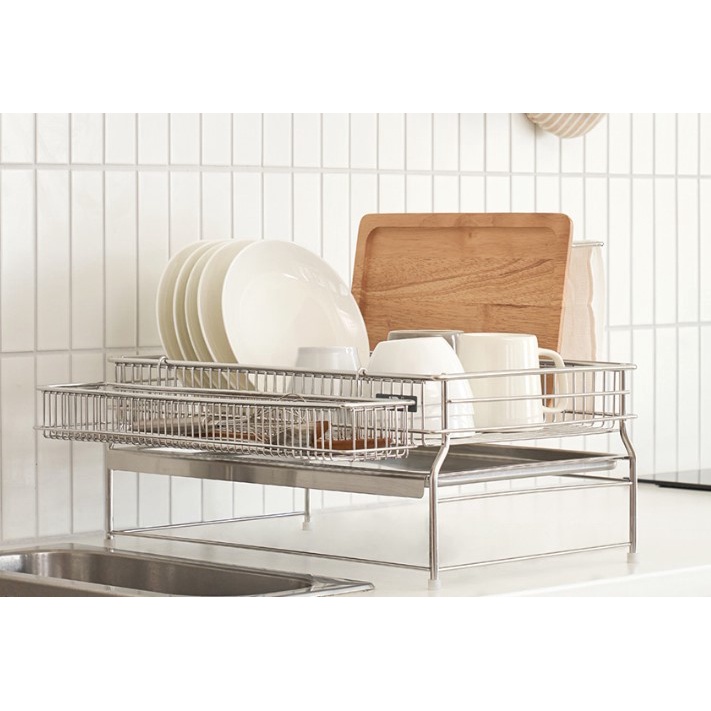 All 304 Stainless Steel Dish Rack with accessories Kitchen Rack Premium