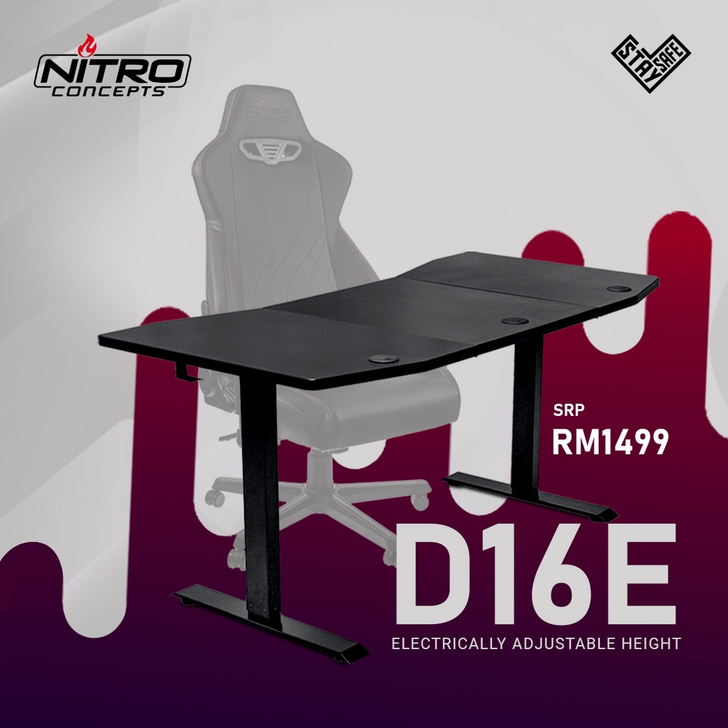 Nitro Concepts D16e Carbon Black Electrically Adjustable Height Gaming Desk Shopee Malaysia