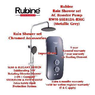 Sale Rubine Rain Shower Water Heater Dc Inverter Booster Pump Rwh Sse891d Shopee Malaysia