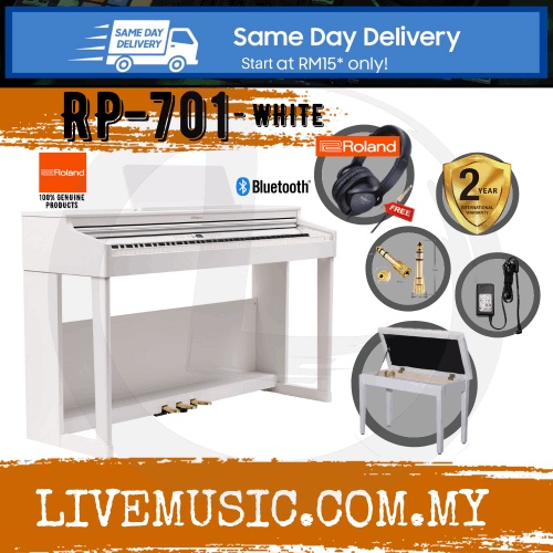 Roland Rp 701 88 Key Digital Piano With Stand Bench Headphone And Adaptor White Rp701 Rp 